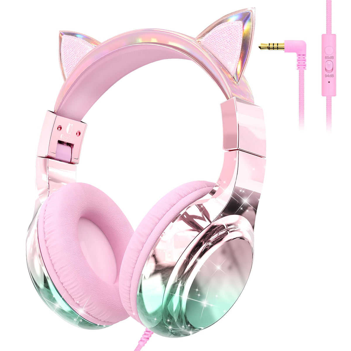 QearFun kids cat ear headphones with the dino design for immersive playtime listening.