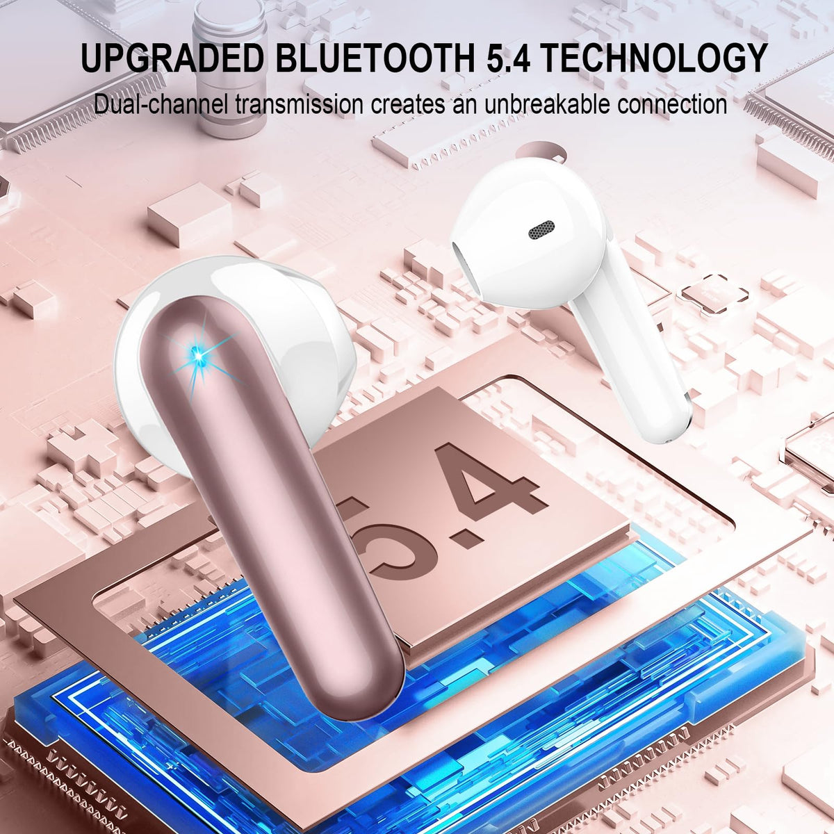 Qecnato Bluetooth 5.4 earbuds delivering stable connection during calls and media.