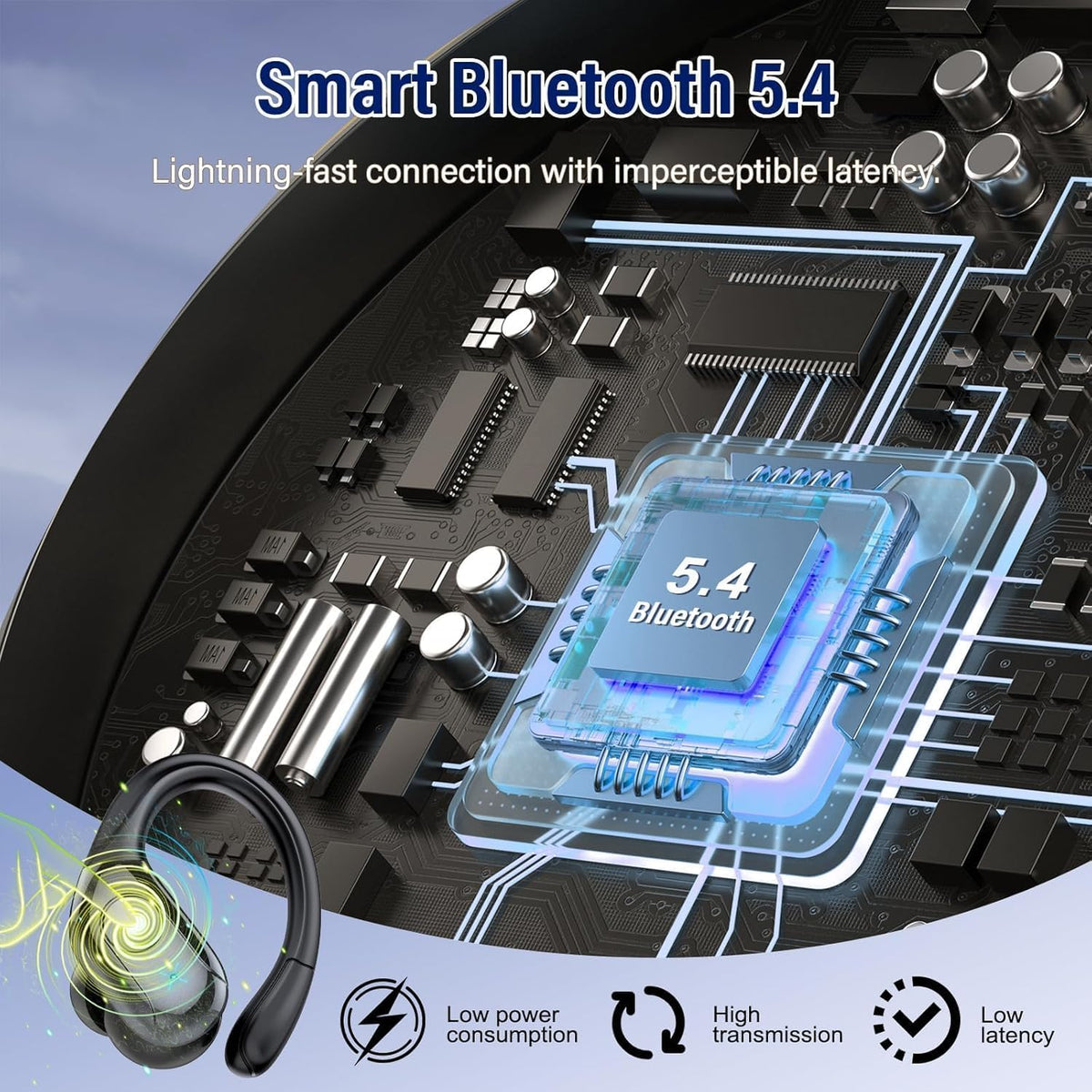 Qecnato charging case with dual LED display indicating battery levels for quick monitoring