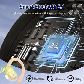 Qecnato charging case open displaying earbuds and fast auto-pair convenience