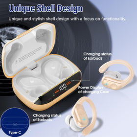Qecnato earhook detail demonstrating secure fit for active movement benefit