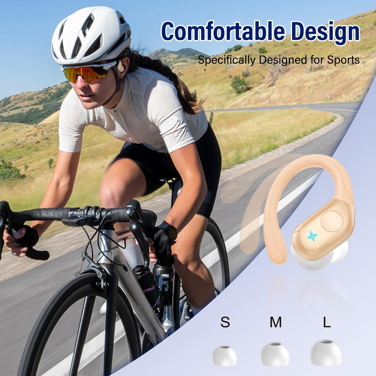 Qecnato earbuds label and ports image showing IP7 rating and charging convenience
