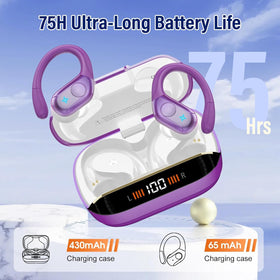 Qecnato earbud on ear showing earhook secure fit for sports