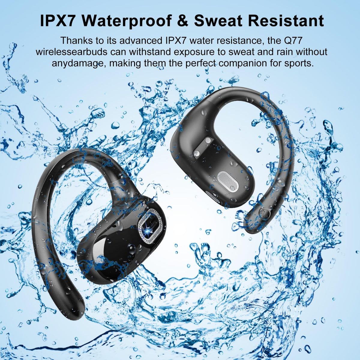 Qecnato earhooks secure-fit keeping buds in place during intense activity.