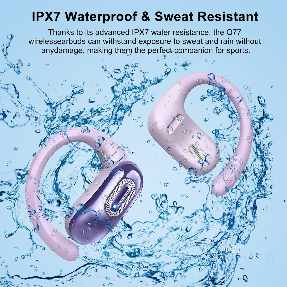 Qecnato ergonomic earhooks ensure secure, all-day comfort.