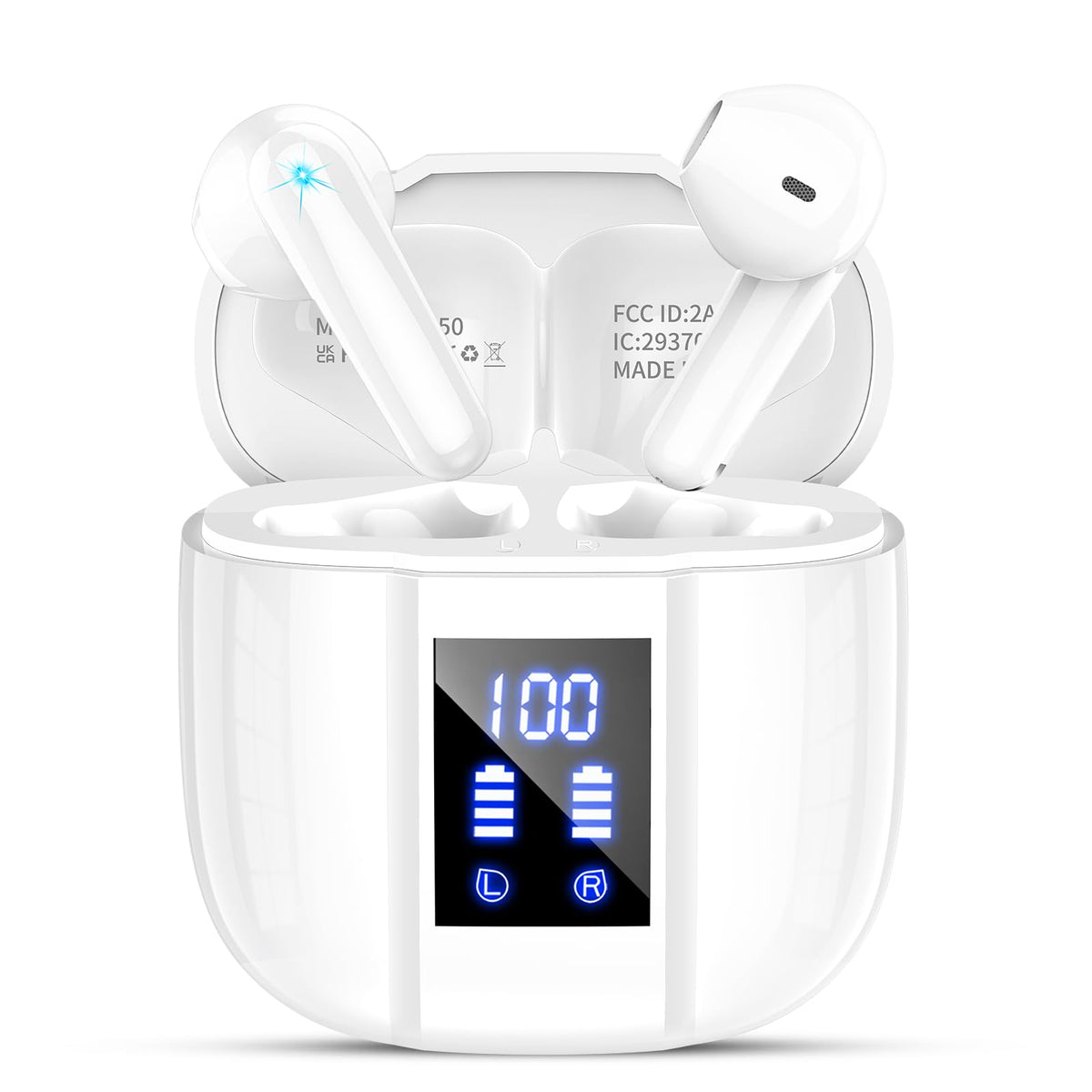 Qecnato front packaging showing earbuds and case, highlights portable design
