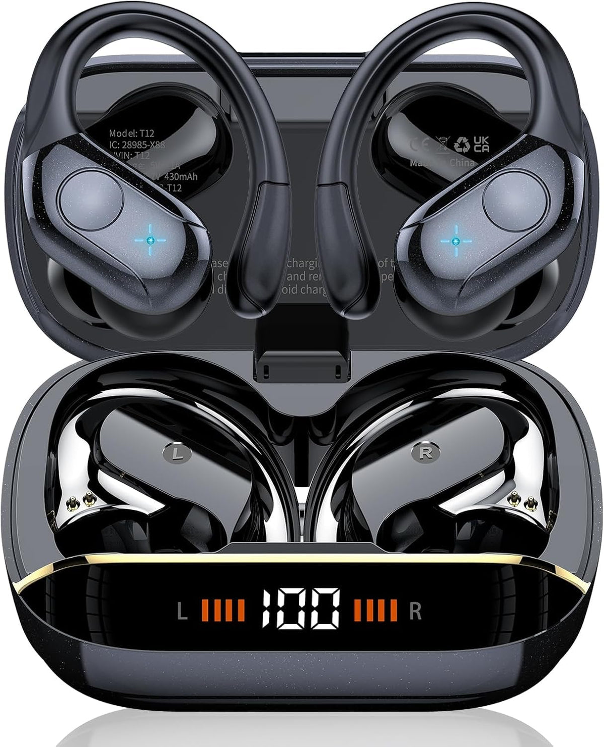 Qecnato front packaging showing earbuds and compact charging case for easy portability