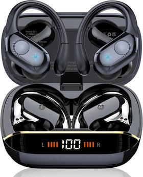 Qecnato front packaging showing earbuds and compact charging case for easy portability