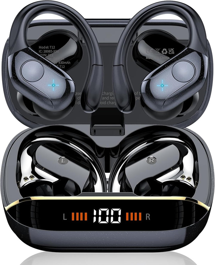 Qecnato front packaging showing earbuds and compact charging case for easy portability