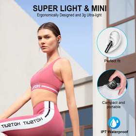Qecnato IPX7 waterproof earbuds with touch controls for workouts