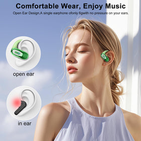 Qecnato Open-Ear Headphones charging case open for quick USB-C recharge.