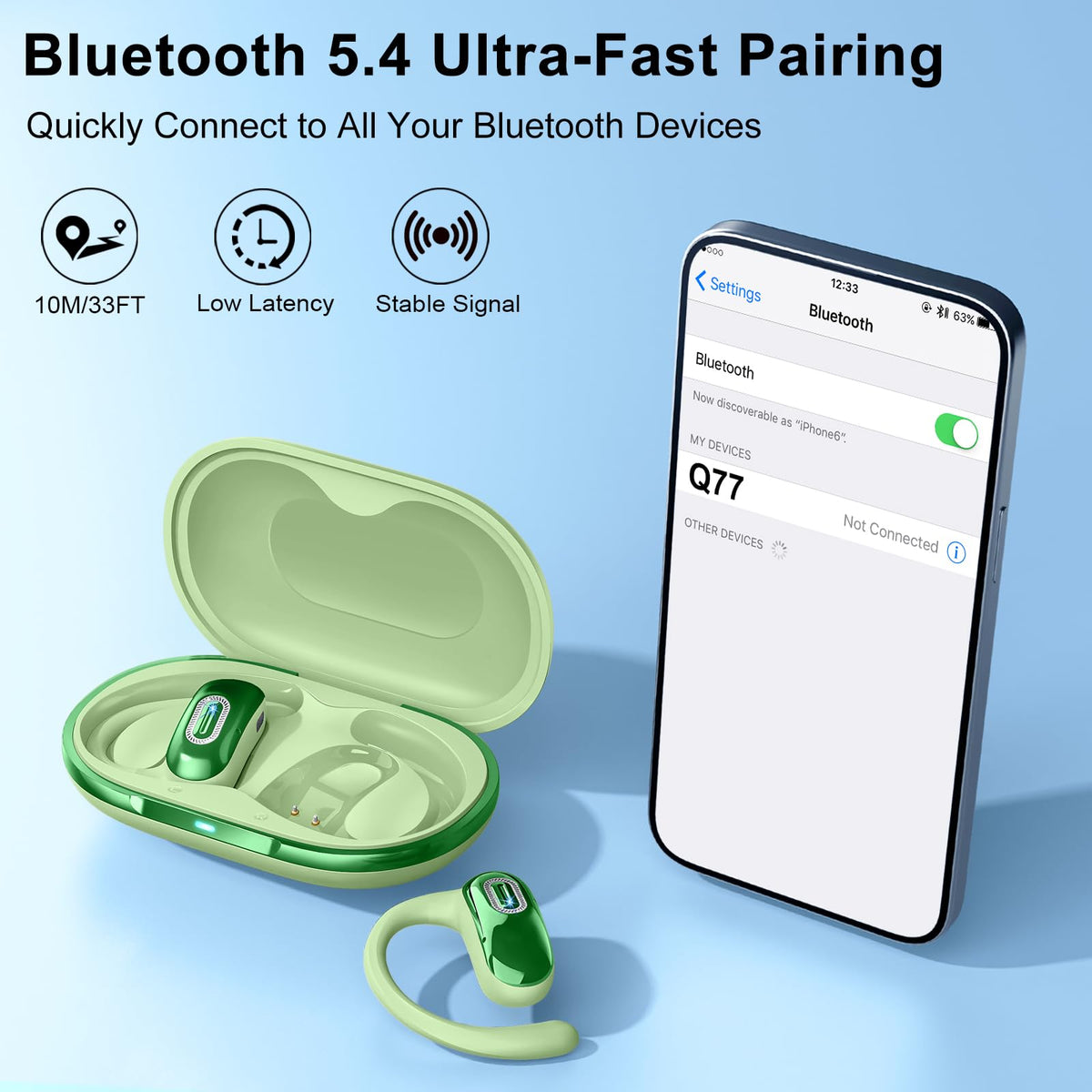 Qecnato Open-Ear Headphones worn during running with ambient awareness.