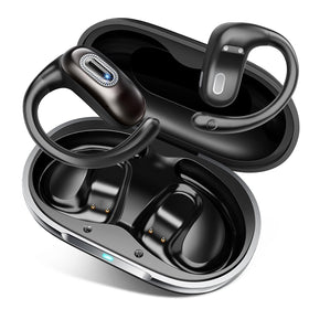 Qecnato open-ear headphones worn during a run offer comfortable awareness and steady audio.