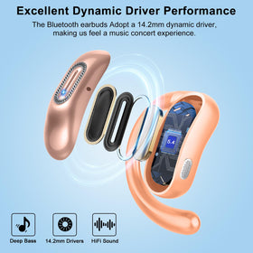 Qecnato OWS open-ear headphones during workouts, IPX7 sweatproof design in action.
