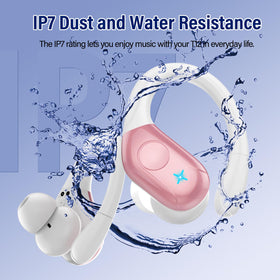 Qecnato earbuds and case beside smartphone showing compact size and travel readiness