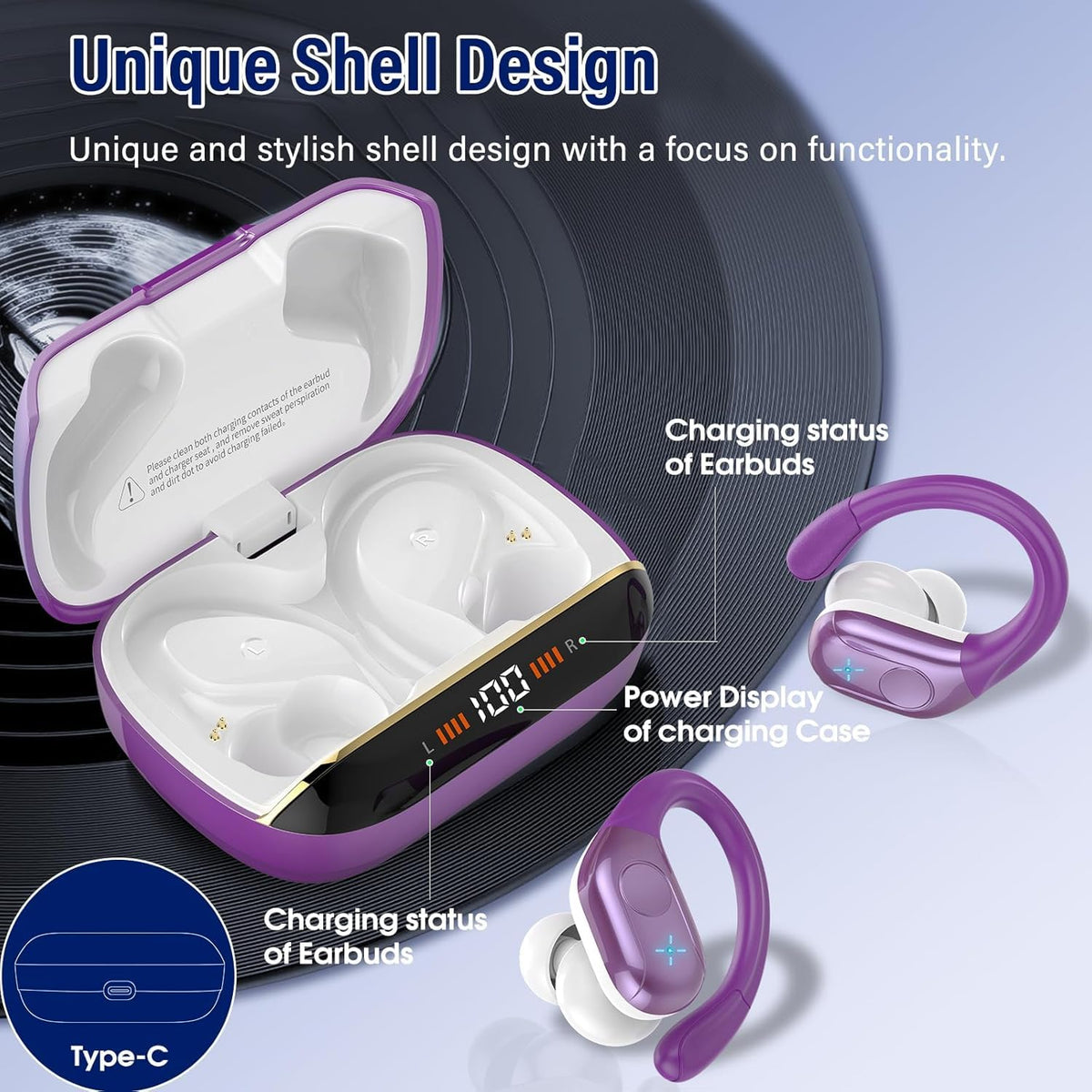 Qecnato earbuds on runner demonstrating IP7 sweatproof protection