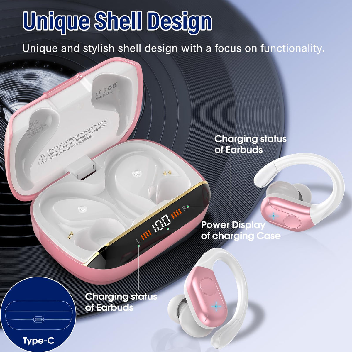 Qecnato Type-C charging port and cable showing fast recharge convenience