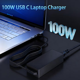 QFA 100W USB-C Power Adapter packaging box showing warranty