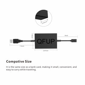 QFUP in living room TV setup demonstrating clean install and no wall adapter