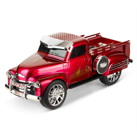 QFX BT-1953-RED front view shows retro pickup speaker with compact portable design for on-the-go parties