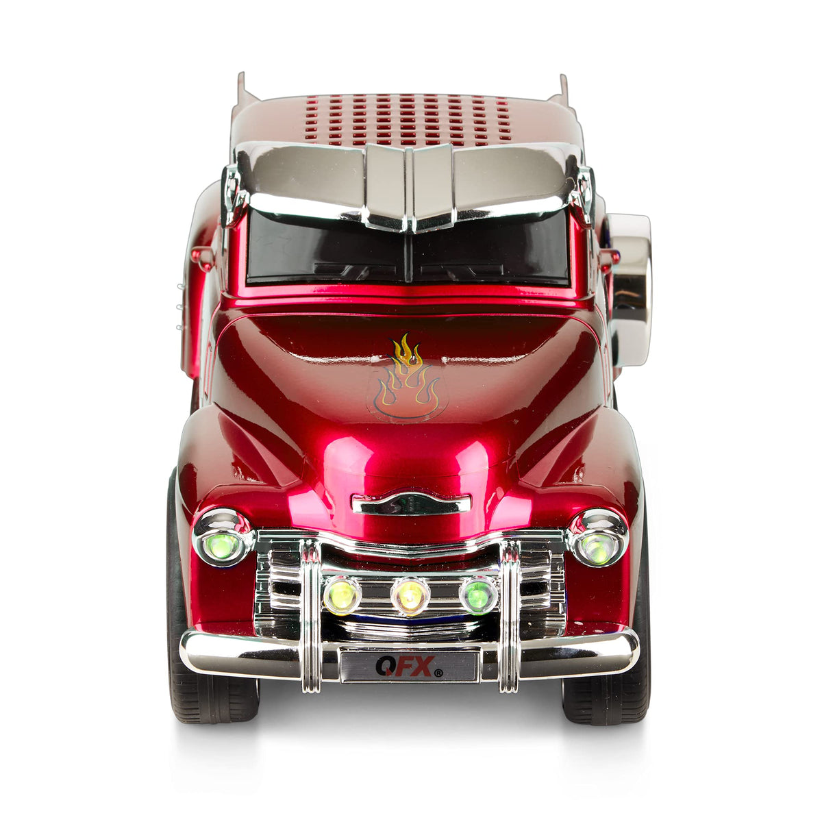 QFX BT-1953-RED LED party lights illuminate the space for music moments