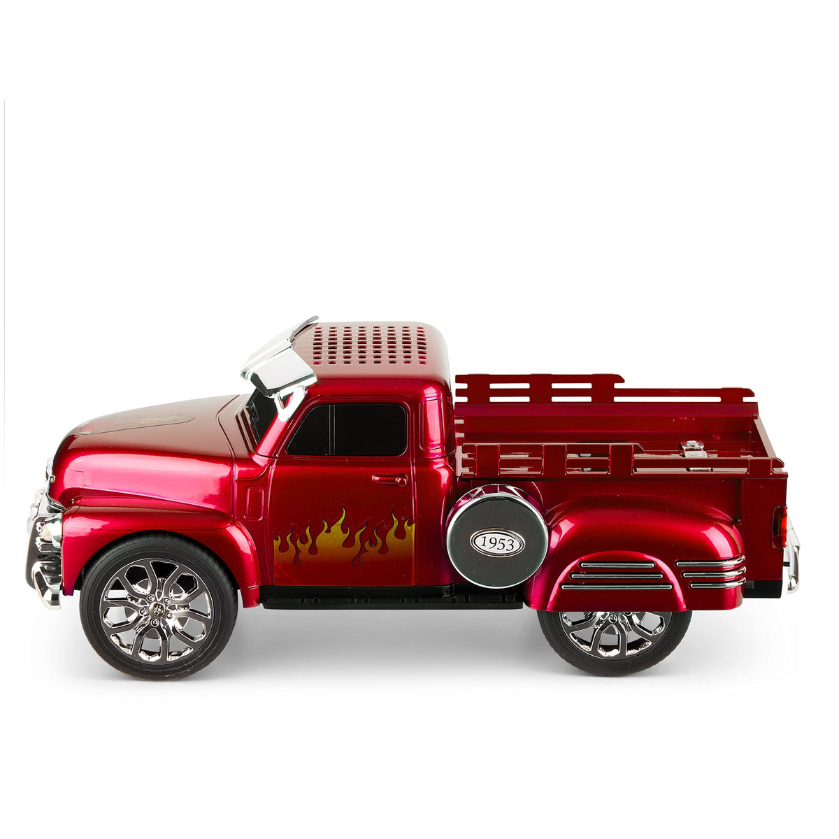 QFX BT-1953-RED side view highlights vintage charm in a modern sound device