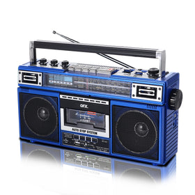 QFX cassette deck close-up demonstrating tape playback and recording benefit
