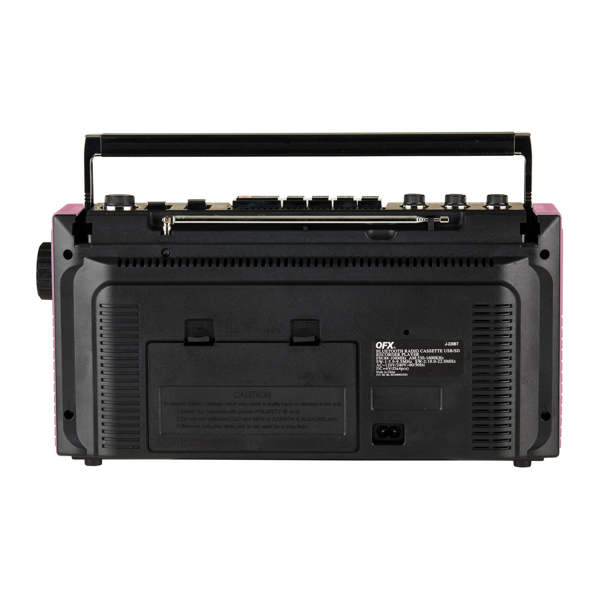 QFX J-220BT carried by hand outdoors using swivel handle for easy portability