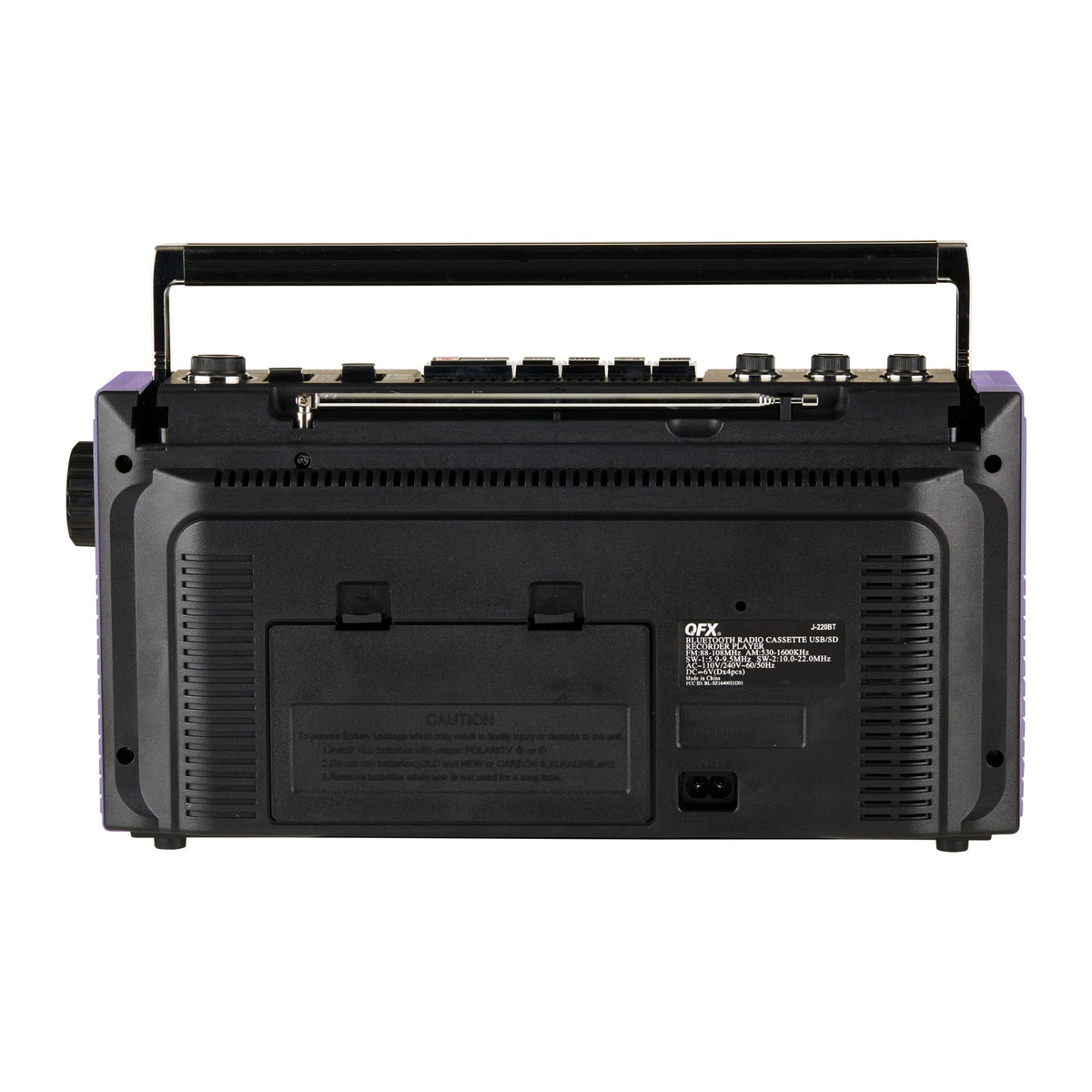 QFX boombox in outdoor picnic setting streaming via Bluetooth for portable music