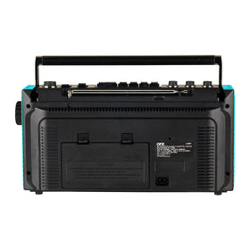 QFX boombox on picnic table demonstrating portable Bluetooth streaming benefit