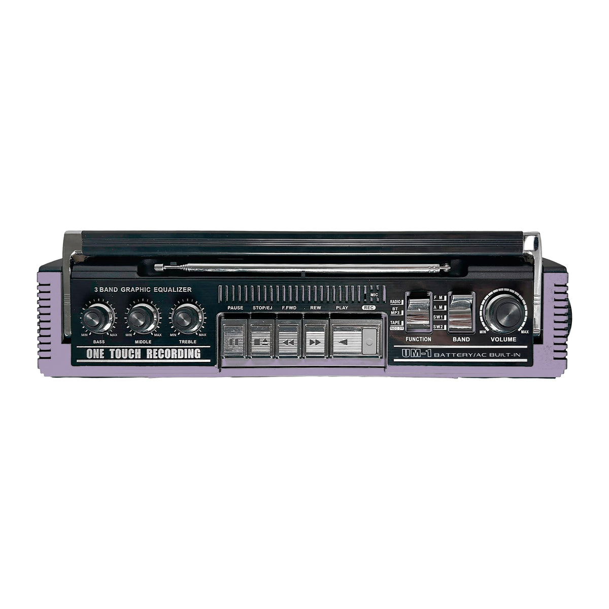 QFX USB and TF card port close-up for easy MP3 playback and cassette conversion