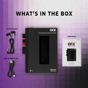 QFX RETRO-1980 with included stereo earbuds showing private listening option