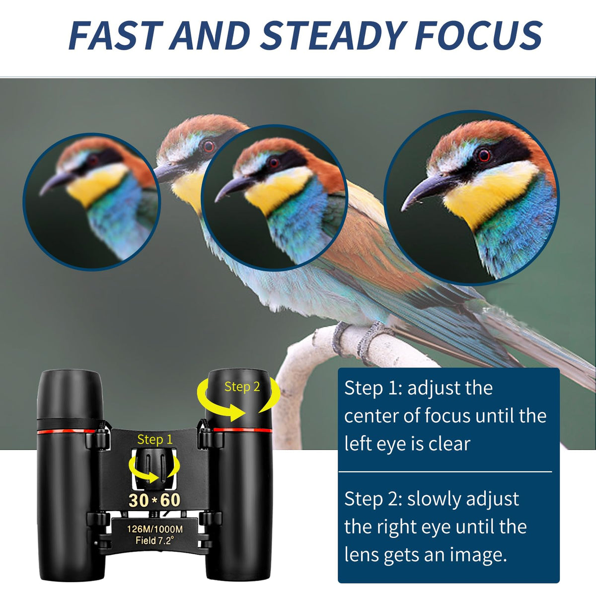 QICBIUD easy focus knob and diopter adjustments for fast focusing