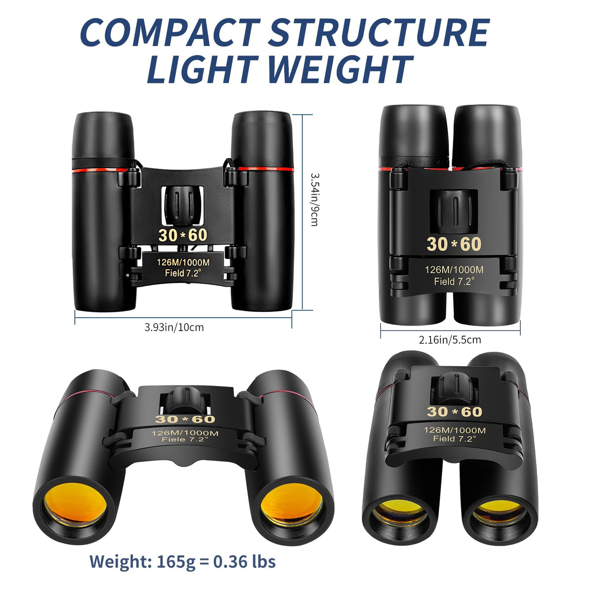 QICBIUD lightweight binoculars at 5.3 ounces for comfortable handling