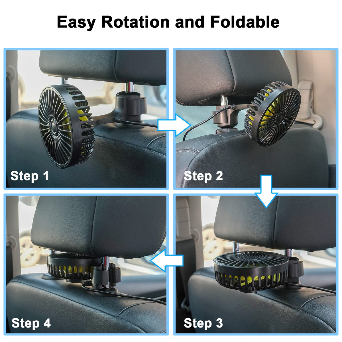 Qidoe 360-degree rotation lets you aim breeze anywhere in the backseat