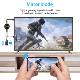QIDUHUQI dongle HDMI plug detail highlighting secure connection and stable signal
