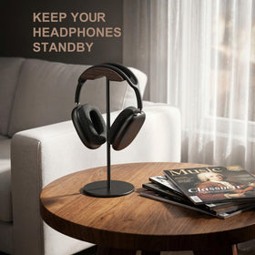 QinCoon headphone stand full view shows universal compatibility for most headphones