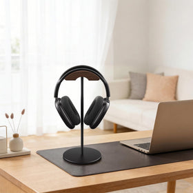 QinCoon stand on desk in a modern setup keeps headset within reach
