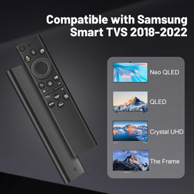 QingLan remote with voice control for Samsung TVs enabling hands-free navigation.