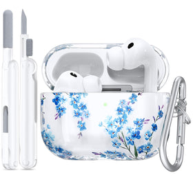 QINGQING AirPods Pro 3 case with clear floral design protecting your earbuds.
