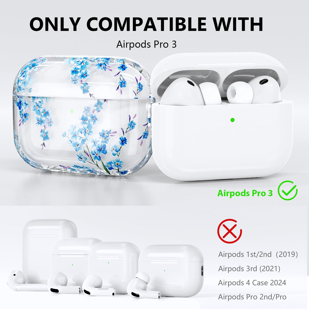 QINGQING AirPods Pro 3 case durable protective shell guards against drops.