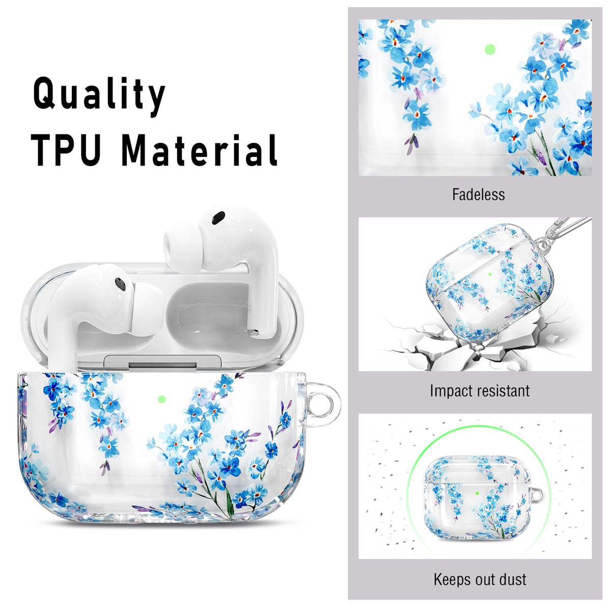 QINGQING AirPods Pro 3 case transparent back showcases Apple design.