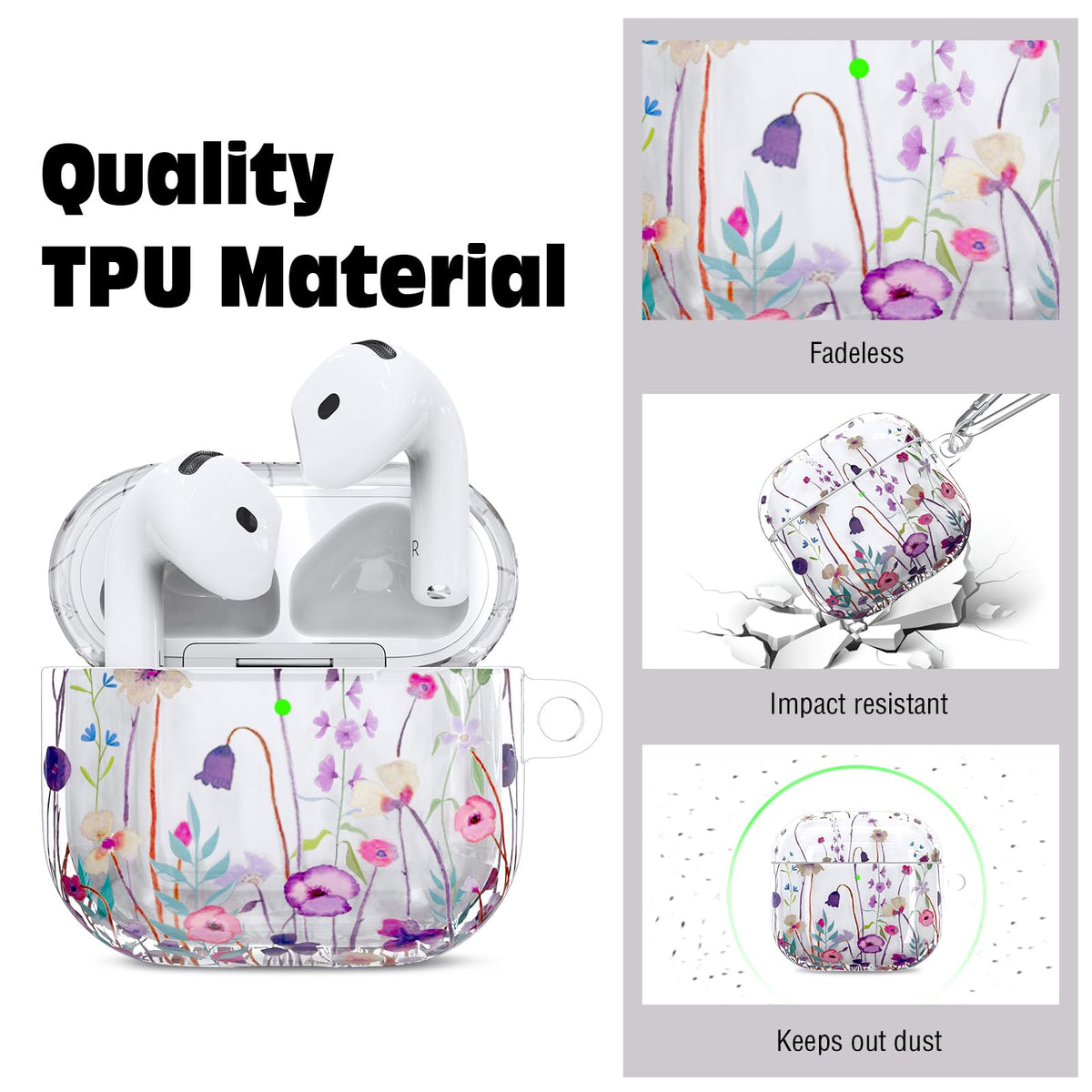 QINGQING AirPods 4 case with carabiner enables secure carrying on bags and belts