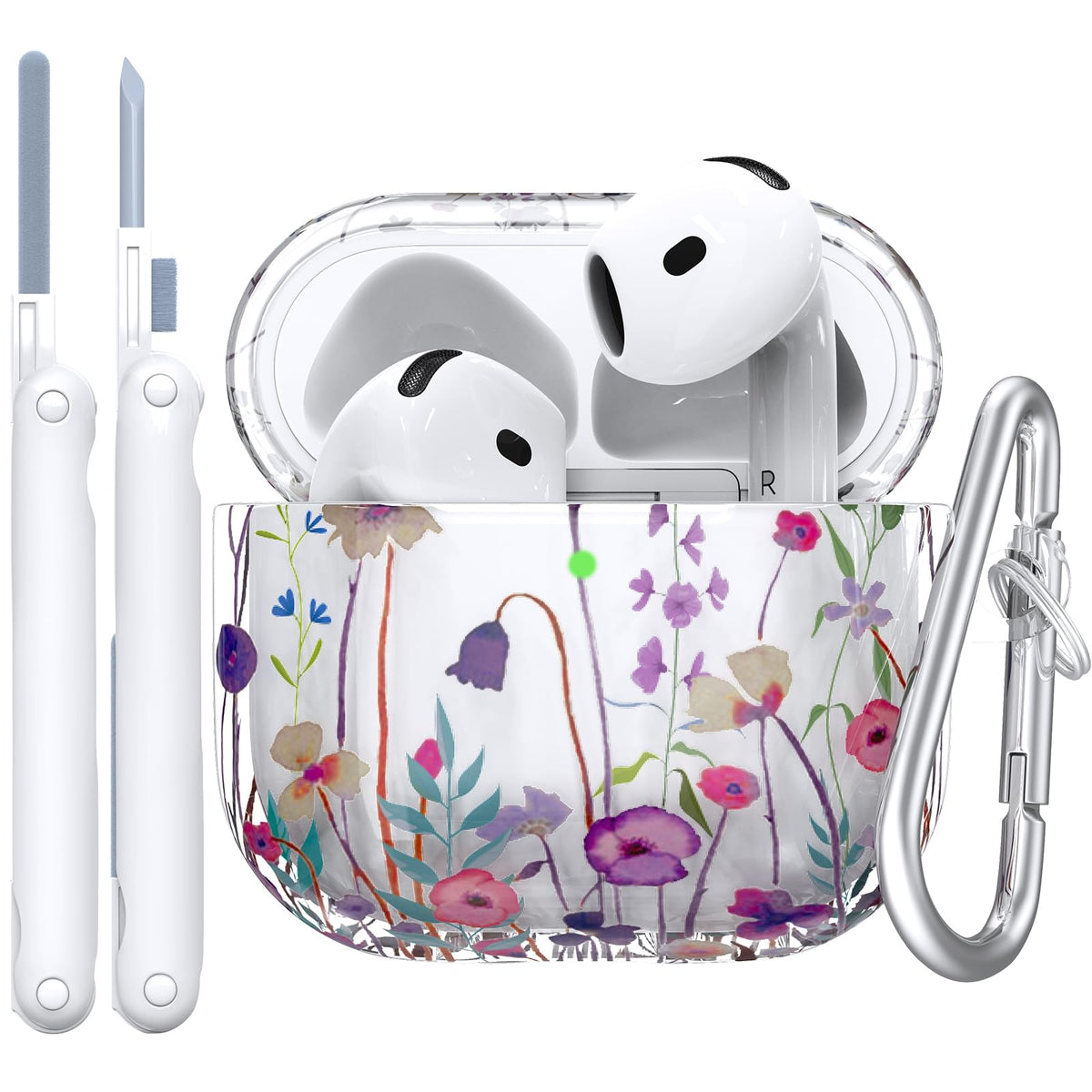 QINGQING AirPods 4 case with floral pattern protects and personalizes your earbuds