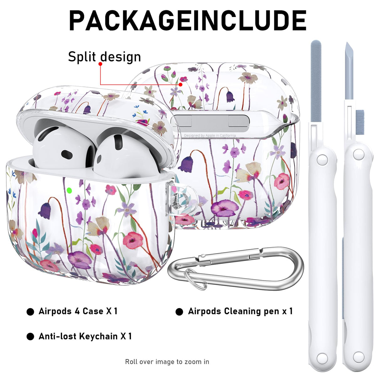 QINGQING AirPods 4 case transparent design highlights the original case while guarding against wear