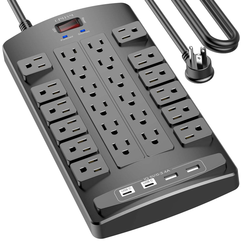 QINLIANF front view showing 24 outlets and overall layout for organized power