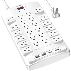 QINLIANF front view showing 24 outlets and organized power layout benefit