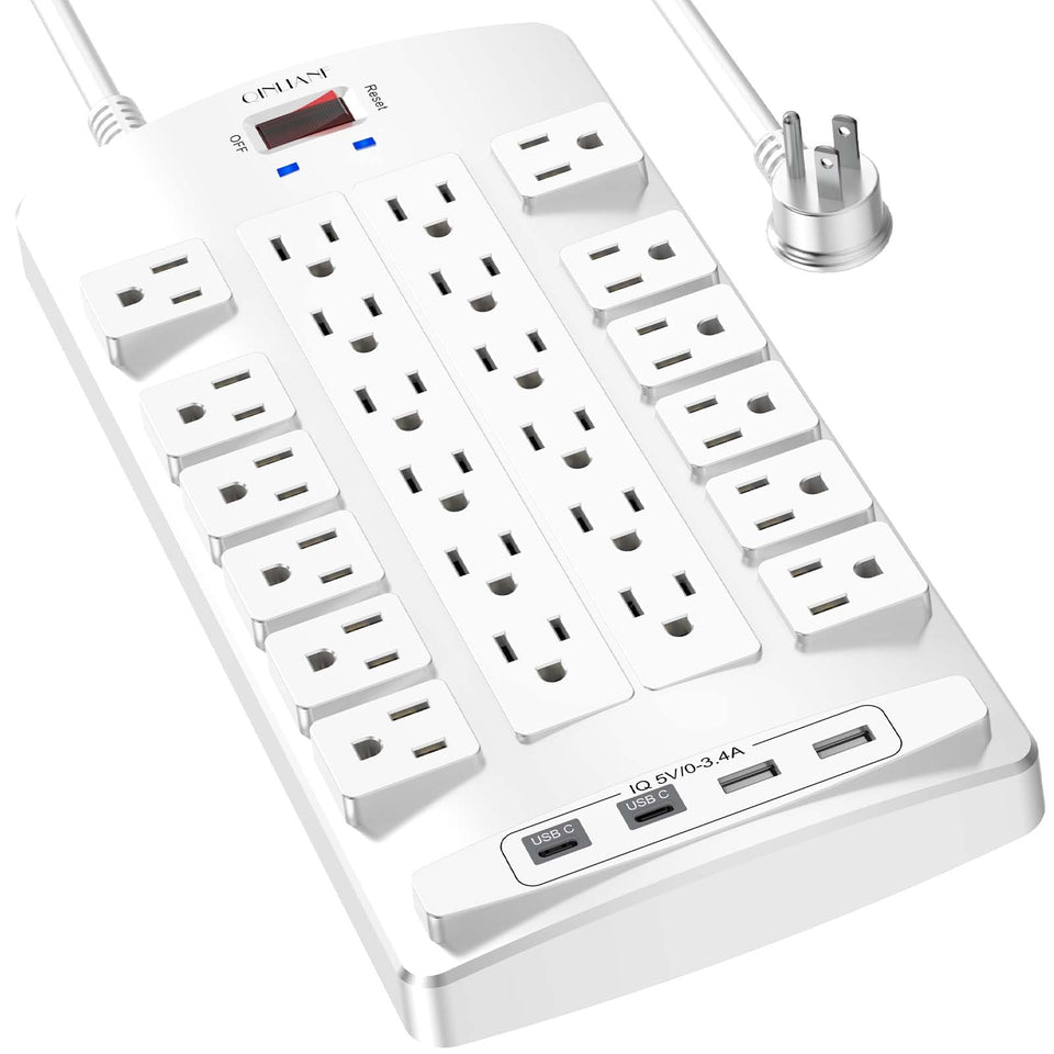 QINLIANF front view showing 24 outlets and organized power layout benefit