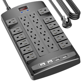 QINLIANF front view showing 24 outlets and tidy layout for many devices