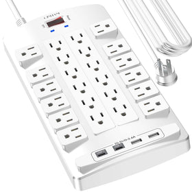 QINLIANF front view showing 24 outlets and 4 USB ports for high-capacity power